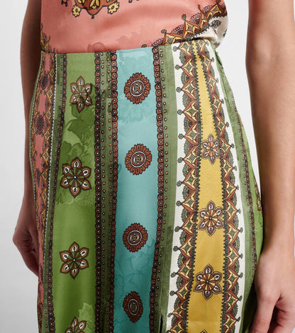 ALM Contina Printed Scarf Cami Top | Midi Maxi Slit Skirt | Jacquard Viscose Set