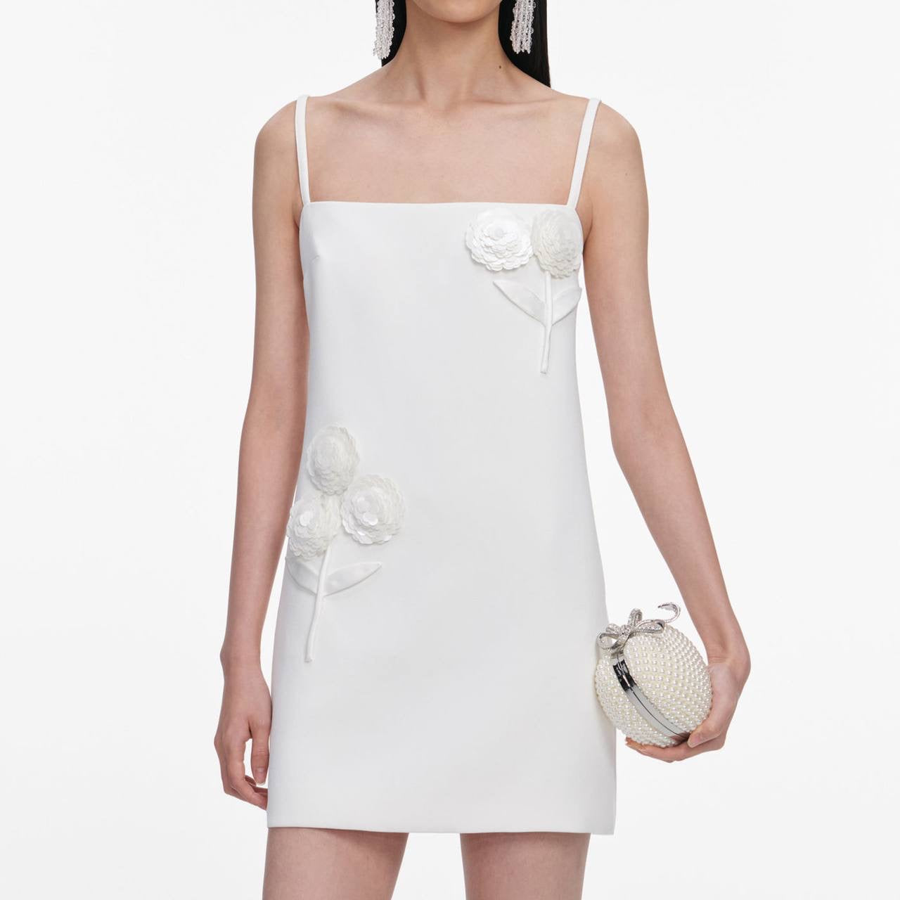 2 Colors! SP Crepe 3D Floral Sequin Shift Mini Dress