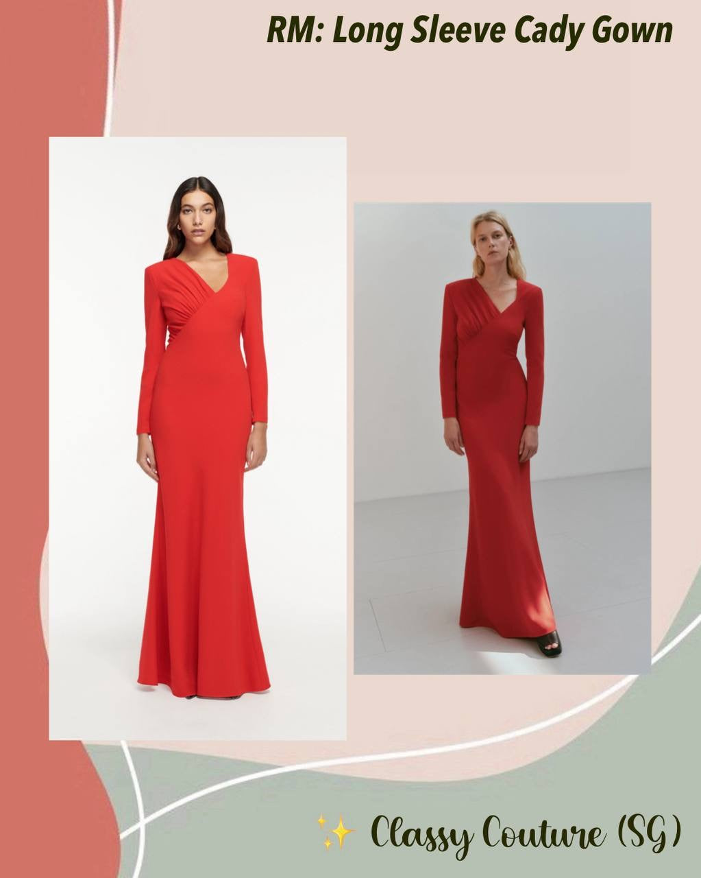 RM Long Sleeve Cady Gown