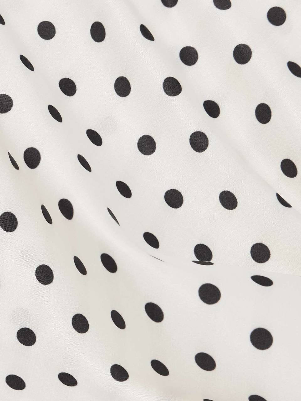 SP White Polka Dot Draped Satin One Shoulder Mini Dress