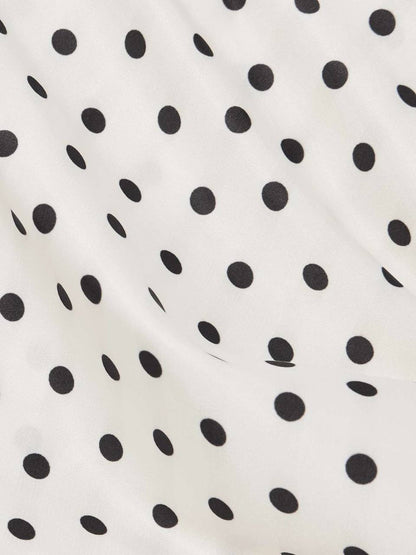 SP White Polka Dot Draped Satin One Shoulder Mini Dress