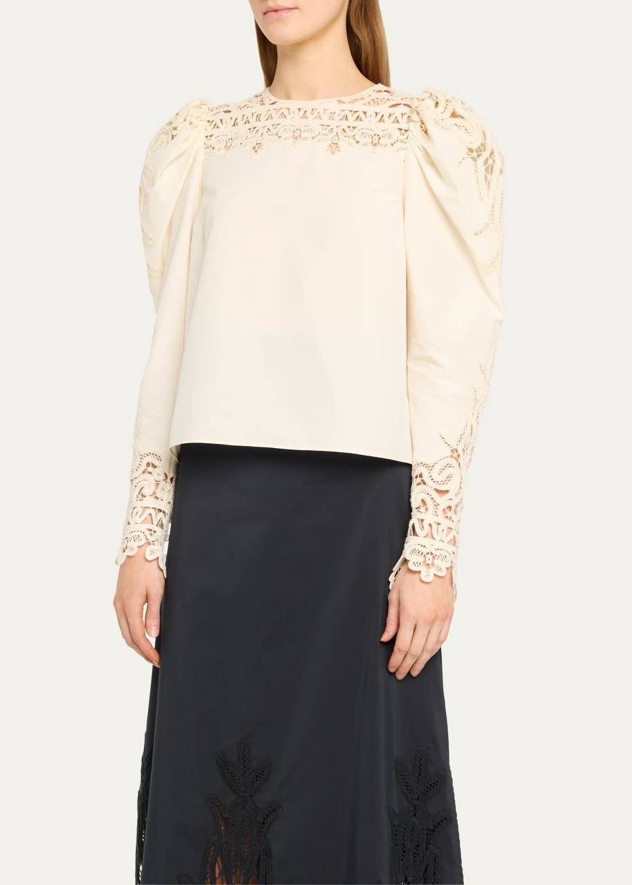 UJ Aura Cotton-silk Puff Long Sleeve Blouse