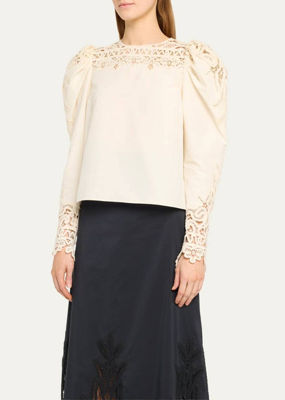 UJ Aura Cotton-silk Puff Long Sleeve Blouse