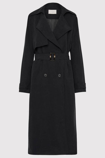 SA Soft Tailored Lyocell-Linen Long Trench Coat
