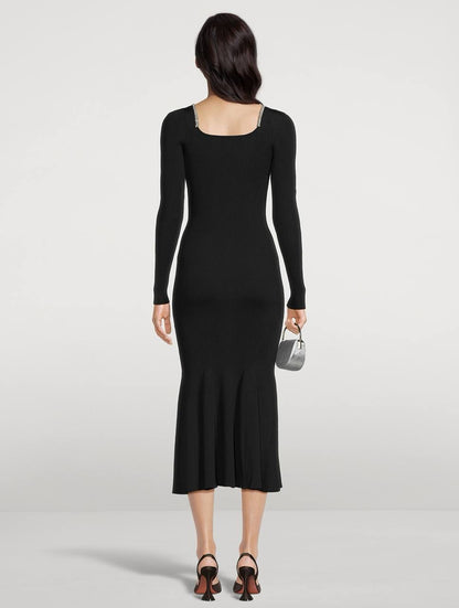 SP Black Knit Diamante Trim Midi Dress