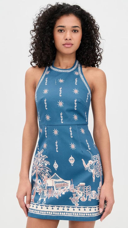 ALM Acacia Halter Ribbon Tie Mini Dress