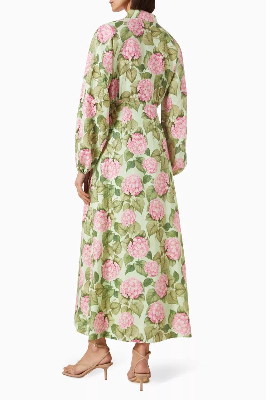 PN Elodie Linen Midi Dress in Pink Jardin