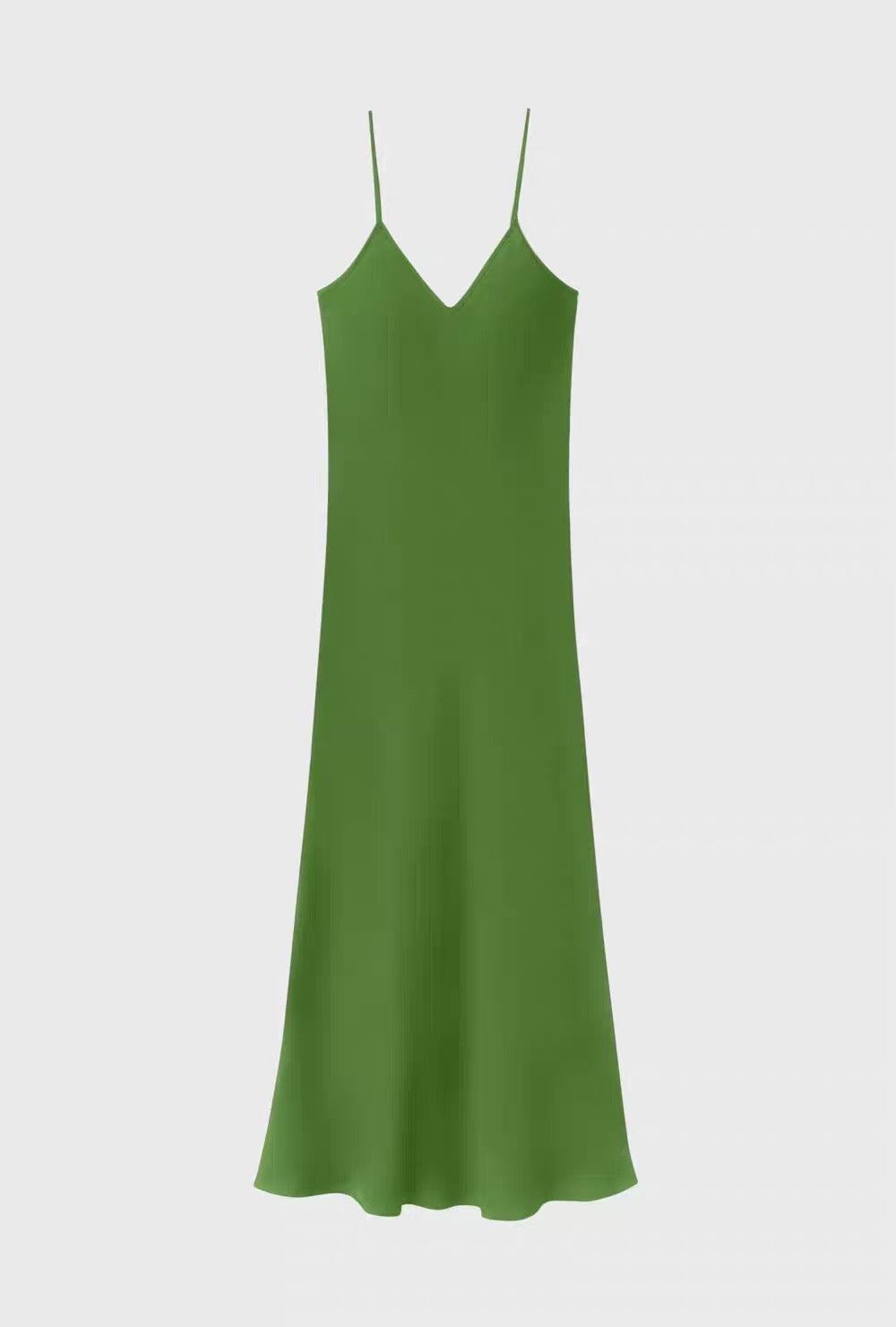 SL 90S Silk Slip Midi Dress in Fields | Apple Green | Miracles Hazelnut