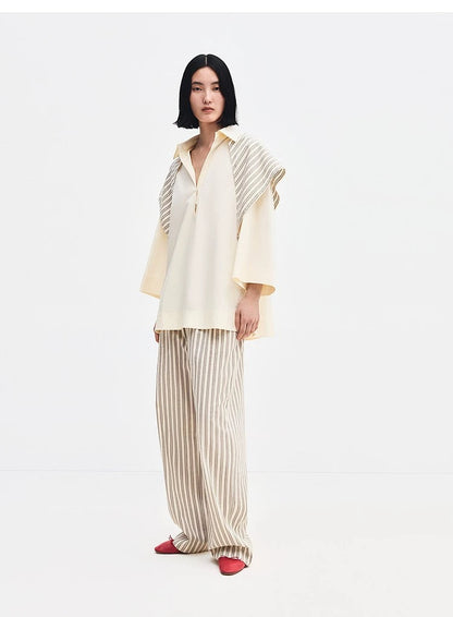 EDI Butter Yellow Stretch-Cotton Shirt w Cotton-silk Scarf