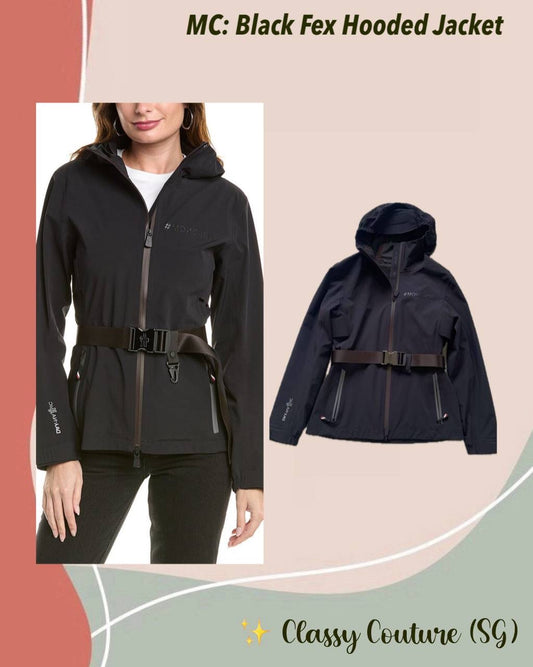MC Black Fex Hooded Water-Resistant Jacket