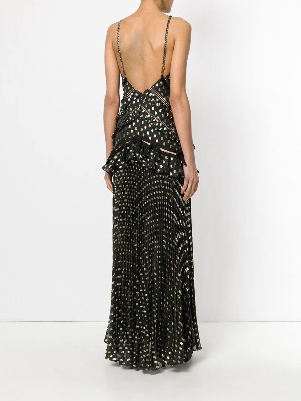 SP Black Metallic Gold Polka Dot Maxi Dress
