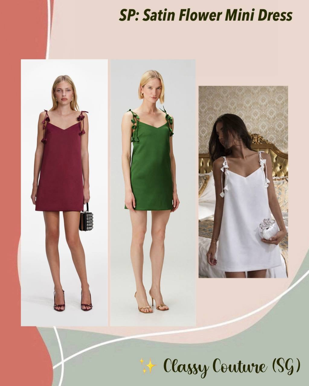 3 Colors! SP Satin Flower Mini Dress