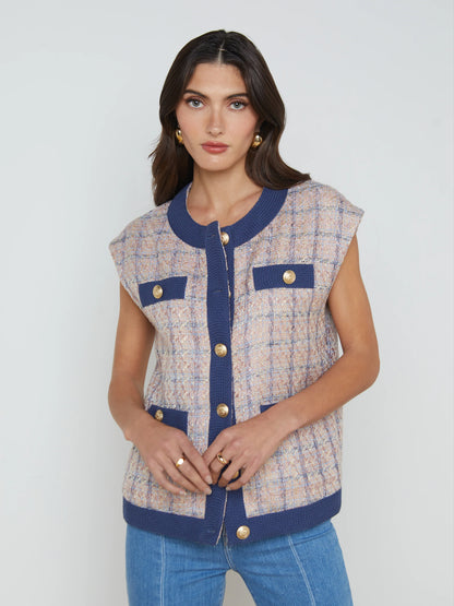 LA Laurel Tweed Oversized Vest