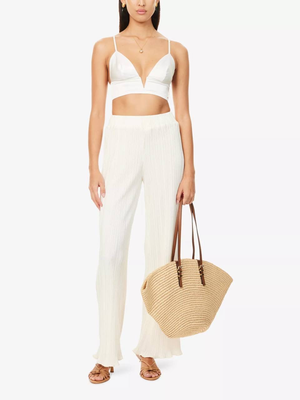 LV Cigale Plunge Triangle Silk-Blend Bralette Bra