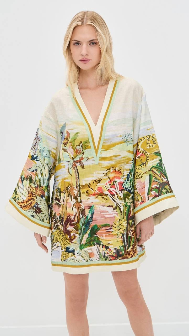 ALM Tropical Linen Shift Mini Dress