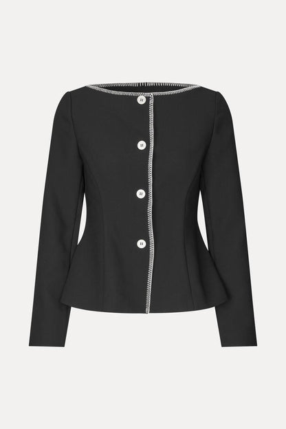 SG Boat Neckline Tailored Jacket | Long Vest Mini Dress | Mid-rise Ankle Pants | Set
