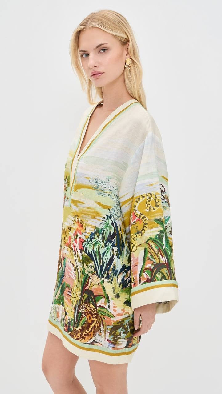 ALM Tropical Linen Shift Mini Dress