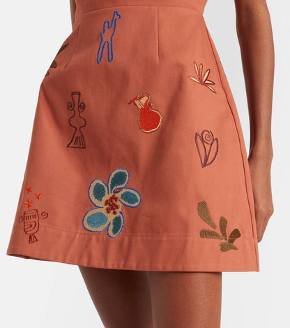 ALM Dusty Embroidered Cut Out Cotton Mini Dress In Orange