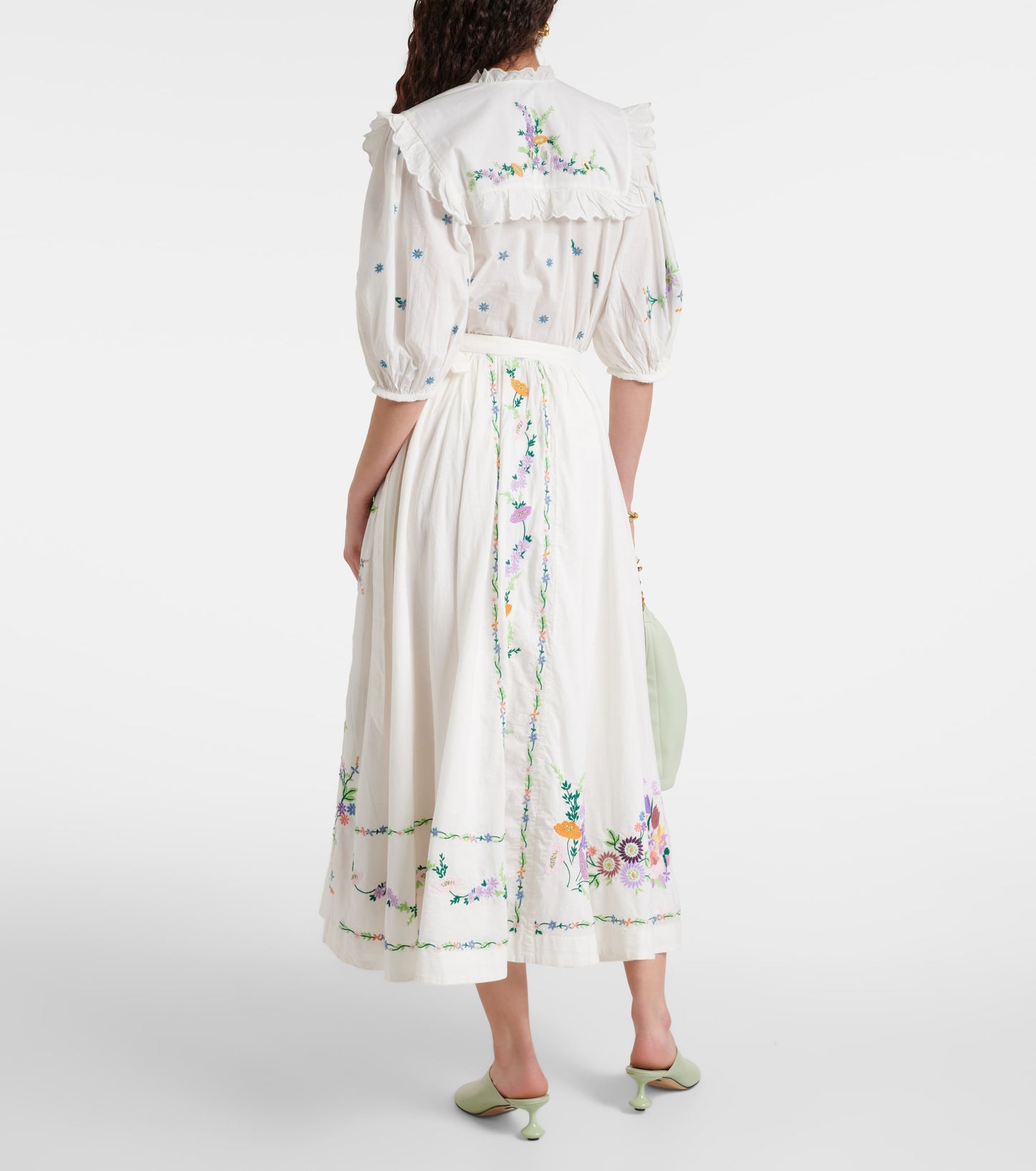 ALM Willa Embroidered Blouse | Midi Skirt | Organic Cotton Set