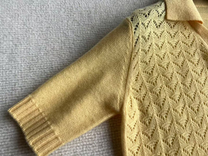 MM Lace Effect Cashmere Sheer Polo Shirt