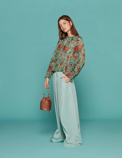 UJ Bernadette Silk Long Sleeve Blouse Top