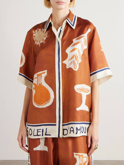 ALM Soleil D'Amour Printed Silk-Twill Shirt | Pant | Skirt | Set