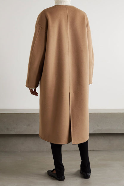 SALE! Tot Clasp Leather-Trimmed Brushed Wool And Cashmere-Blend Coat