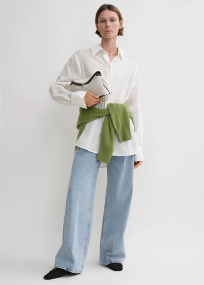 TOT Kimono-Sleeve Cotton Shirt White