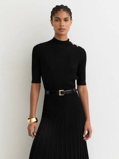 RS Harriet Button-Detail Knitted Midi Dress