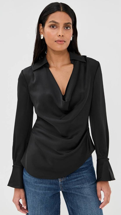 SK Symone Satin Cowl Neck Top