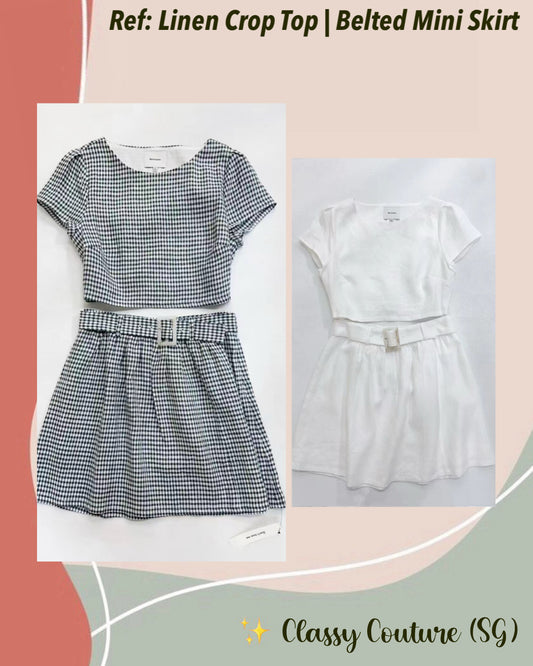 Prelaunch! Ref Linen Cropped Top | Belted Mini Skirt | Set