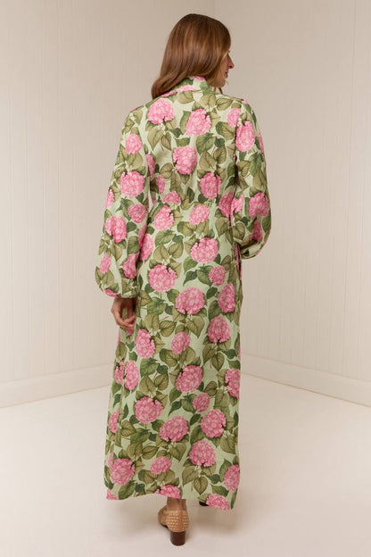 PN Elodie Linen Midi Dress in Pink Jardin