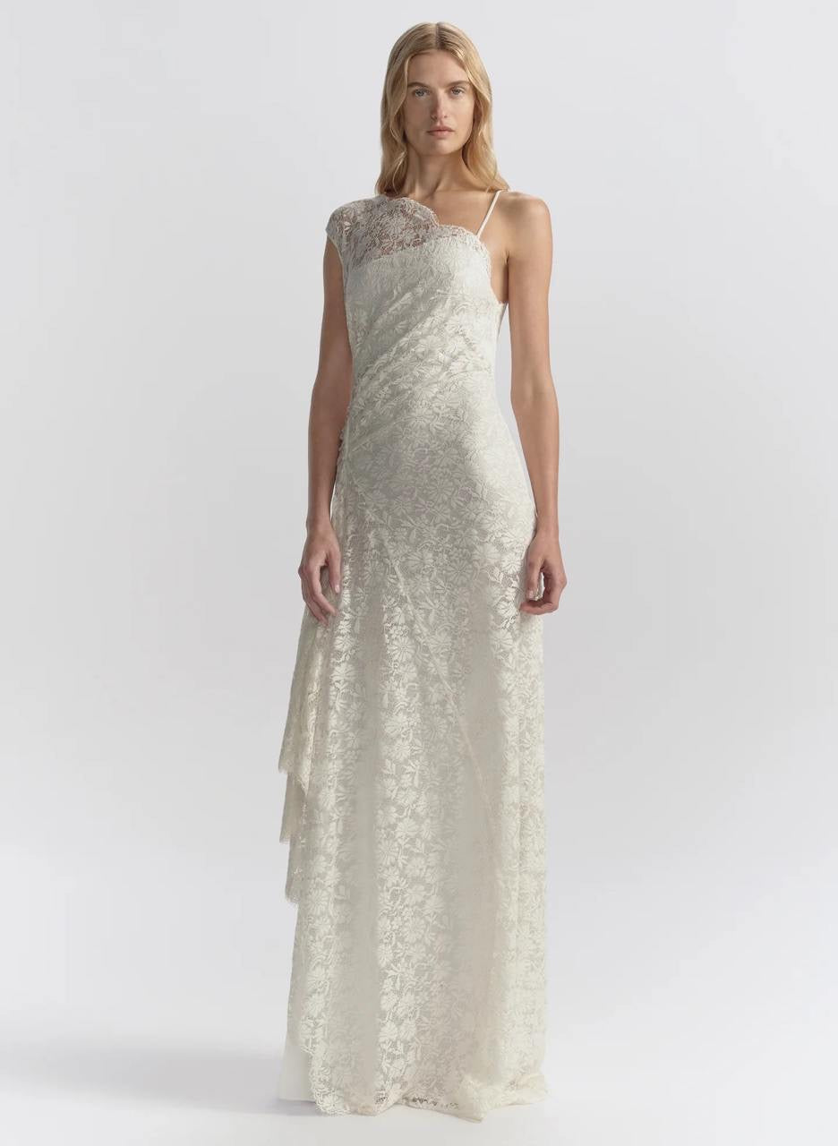 ALC Gia One Shoulder Lace Gown Maxi Dress