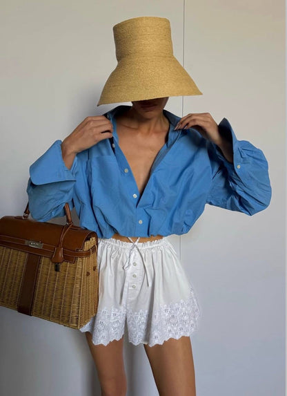 HS Bubble Button-Down Cropped Tech Poplin Shirt