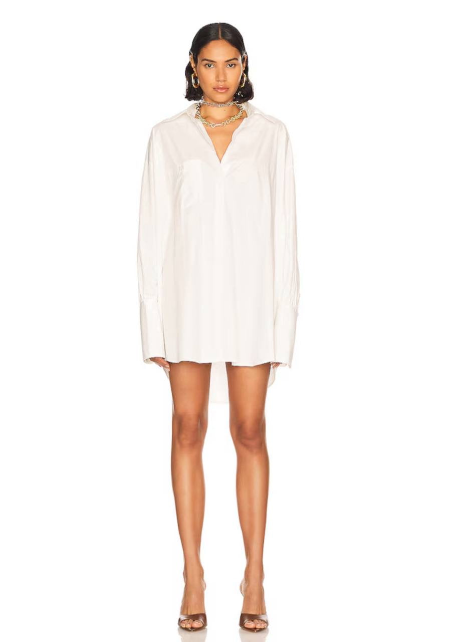 HS White Cotton Poplin Oversized Shirt / Shirtdress Mini Dress