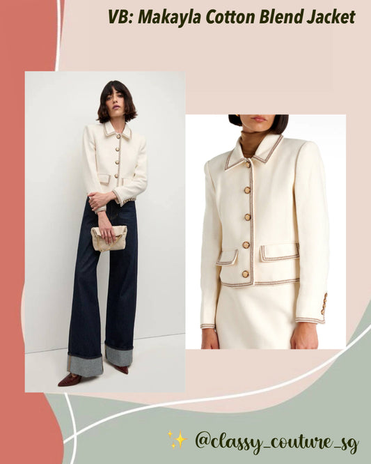 VB Makayla Cotton Blend Jacket in Ivory