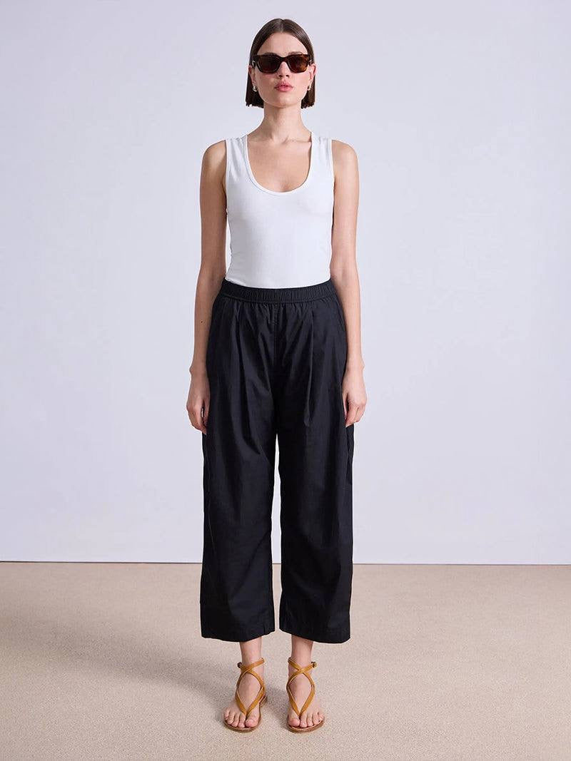 AA Spa Pleat Cotton Smock-waist Jogger Pants