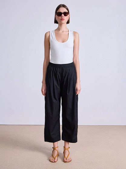 AA Spa Pleat Cotton Smock-waist Jogger Pants