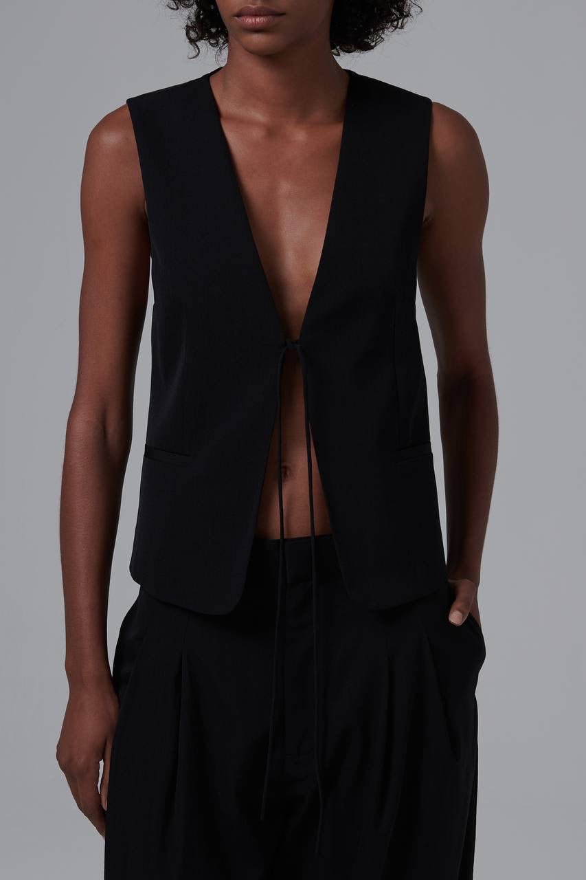 SA Black Rouleau Wool-blend Sleeveless Vest Top