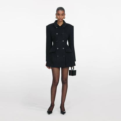 SP Black Wool Double Breasted Mini Dress