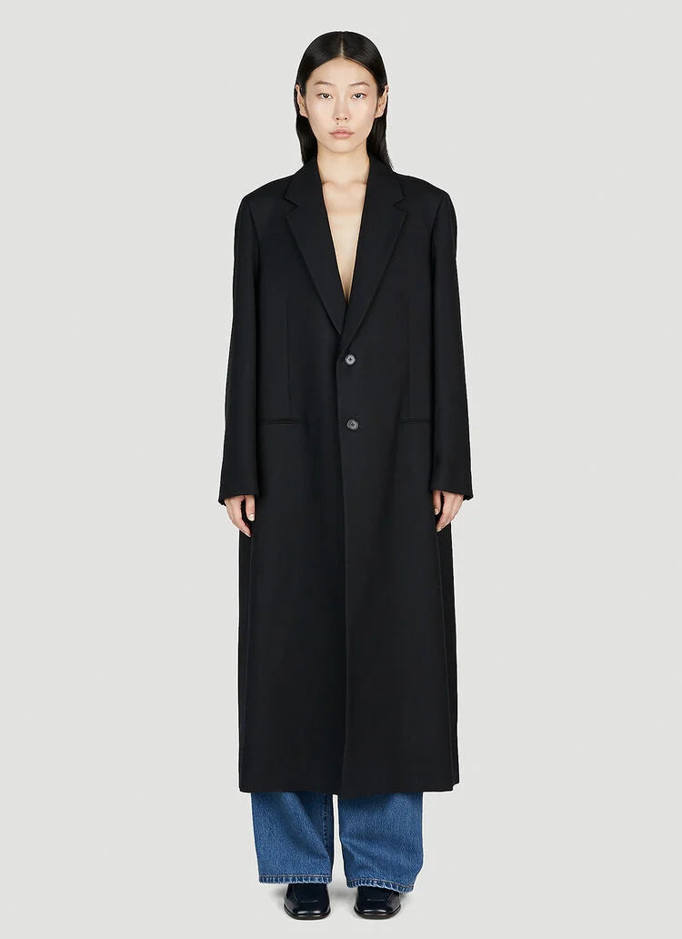 TR Cheval Oversized Wool-Mohair Coat in Black