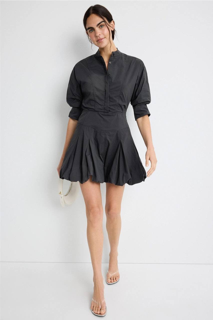 3 Colors! SK Effie Bubble Cotton-blend Mini Dress Shirtdress