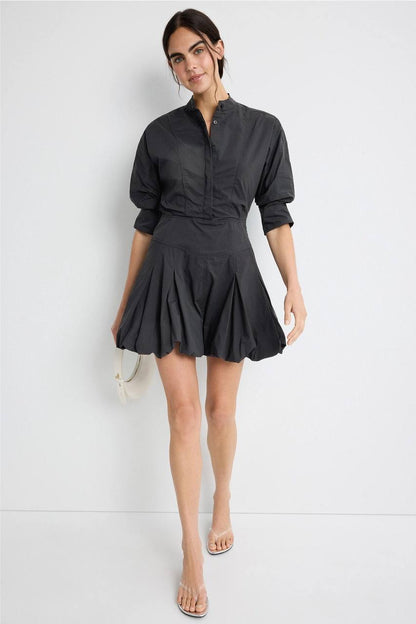 3 Colors! SK Effie Bubble Cotton-blend Mini Dress Shirtdress