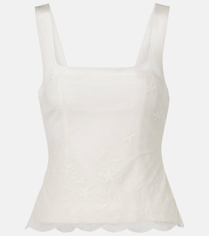 PSE Cove Silk-blend Embroidered Tulle Bodice Top in Pearl