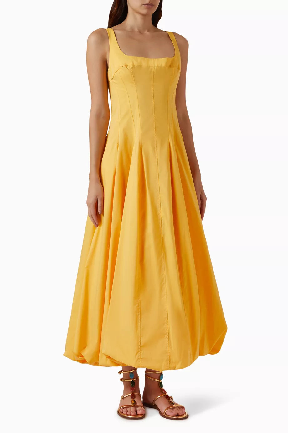 3 Colors! SK Hally Bubble Cotton-blend Midi Dress