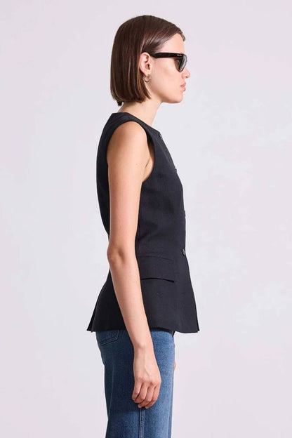 AA Button Up Vest Top | Asma V-neck Jacket | Linen-Cotton set