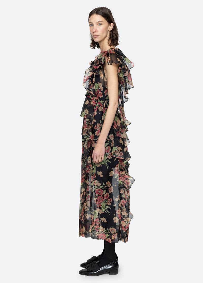 SE Cornelia Print Silk Organza Midi Dress