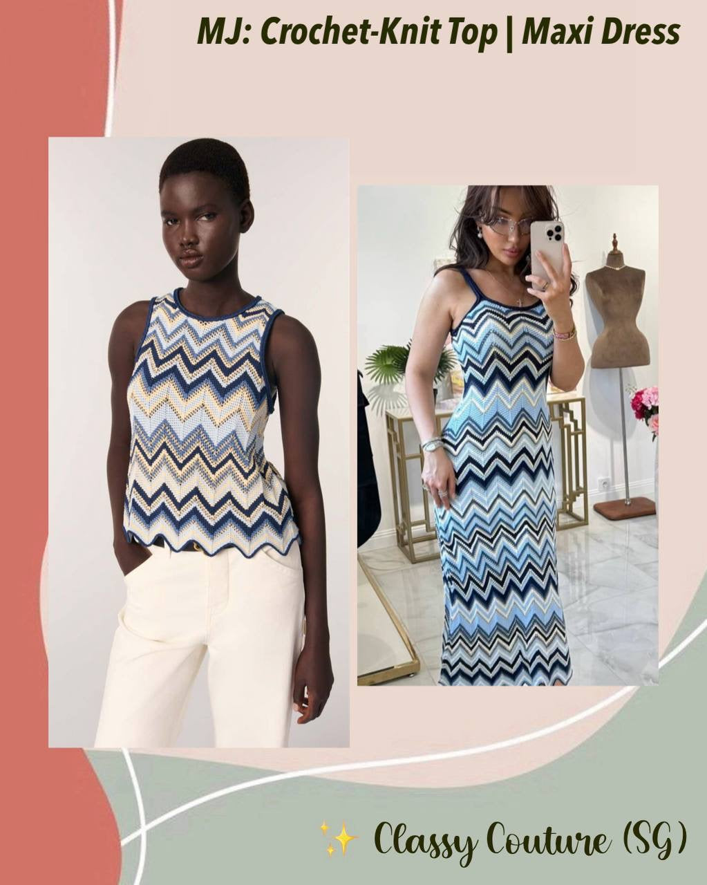MJ Metallic Crochet-Knit Mizag Sleeveless Top | Rizag Strappy Midi Dress