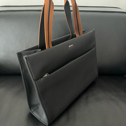 ZN Black Deerskin Leather Tote Bag