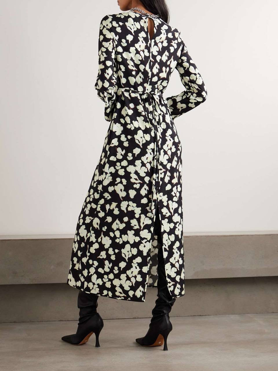 PS Waverly Floral-Print Belted Rayon-blend Jersey Midi Dress